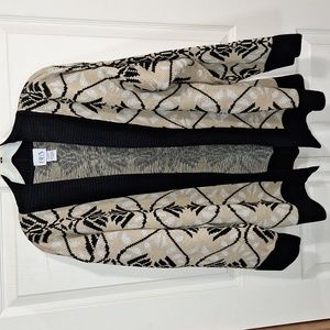 Vintage BFA Classics cardigan sweater - long sleeve - XL - black/tan beige